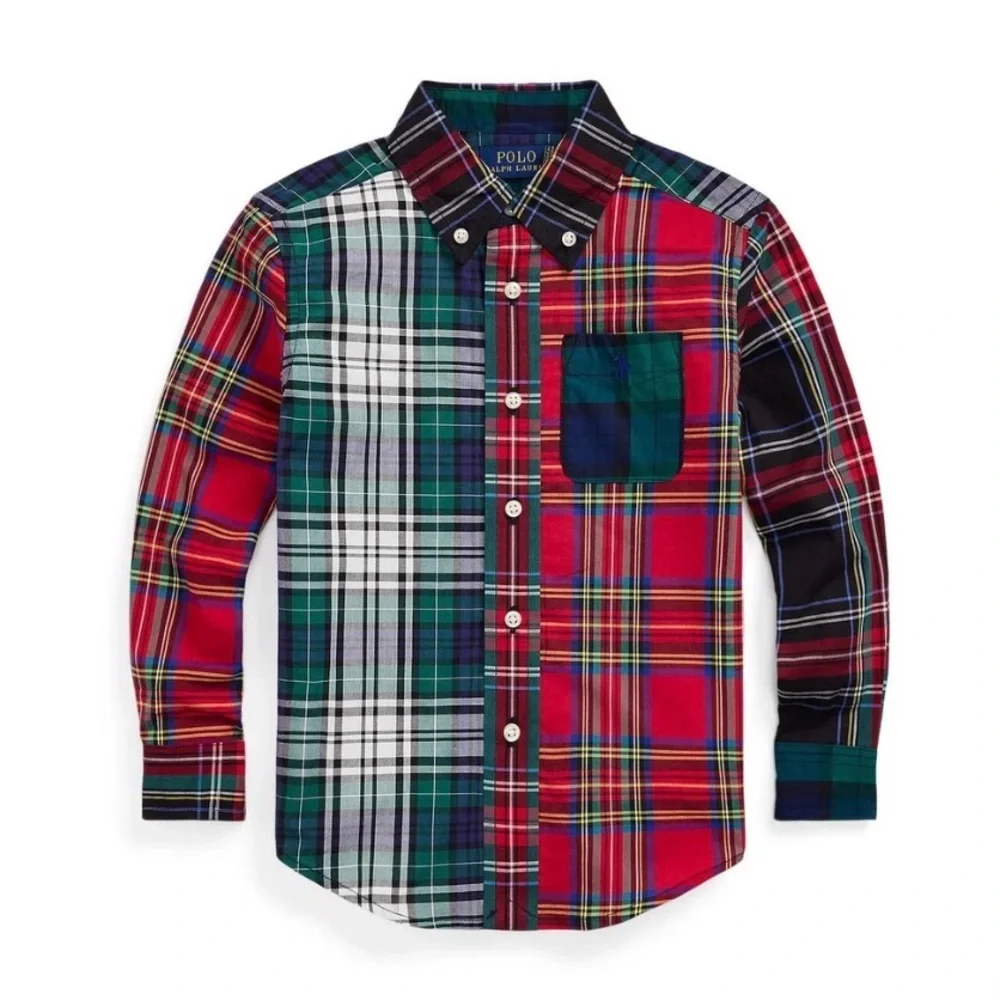 Ralph Lauren boys mixed plaid button down shirt size 9 months holiday classic